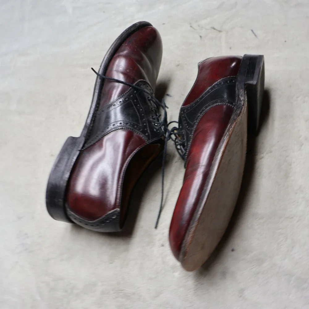Johnston Murphy Aristocraft Mens 10.5 Oxford Shoes Red Leather Dress Wingtip